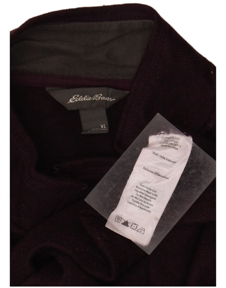 EDDIE BAUER Męski sweter z zamkiem błyskawicznym XL, fioletowy, nakrapiany poliester