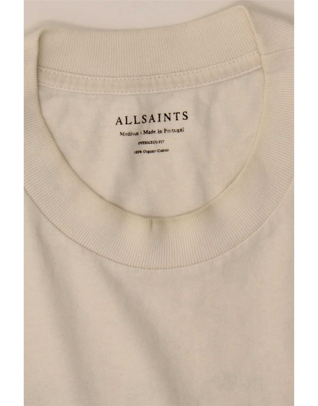 Męska koszulka oversize All Saints z grafiką, średnia, biała bawełna