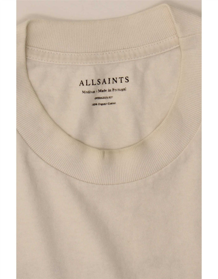 Męska koszulka oversize All Saints z grafiką, średnia, biała bawełna