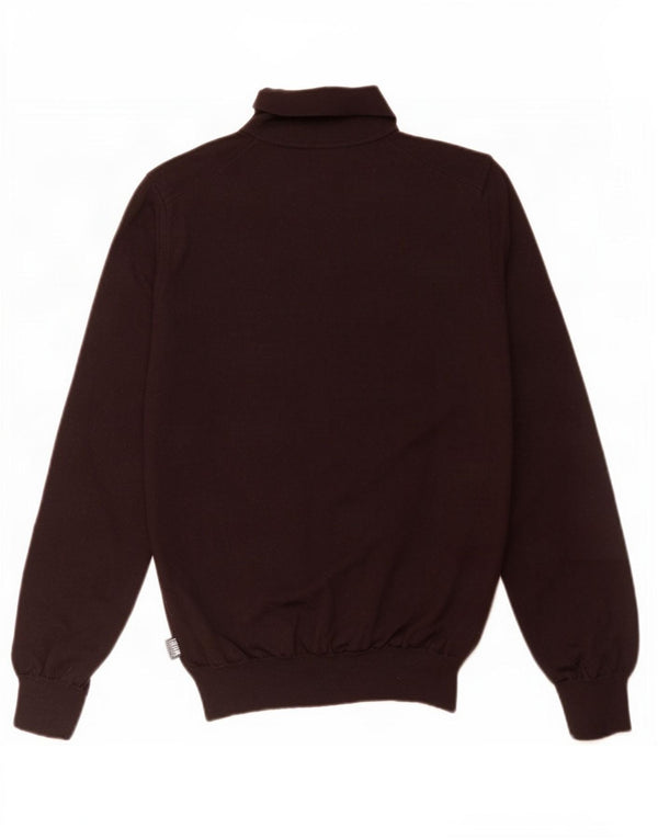Męski sweter polo Hugo Boss, mały, brązowy, z dziewiczej wełny
