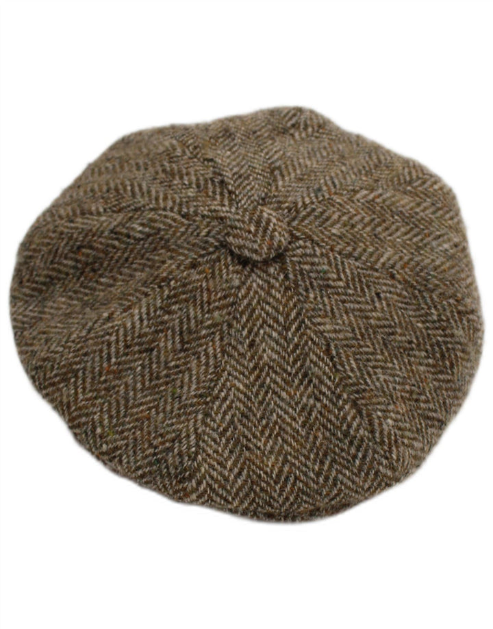 Czapka męska Harris Tweed, mała, szara, nowa wełniana jodełka, klasyczna
