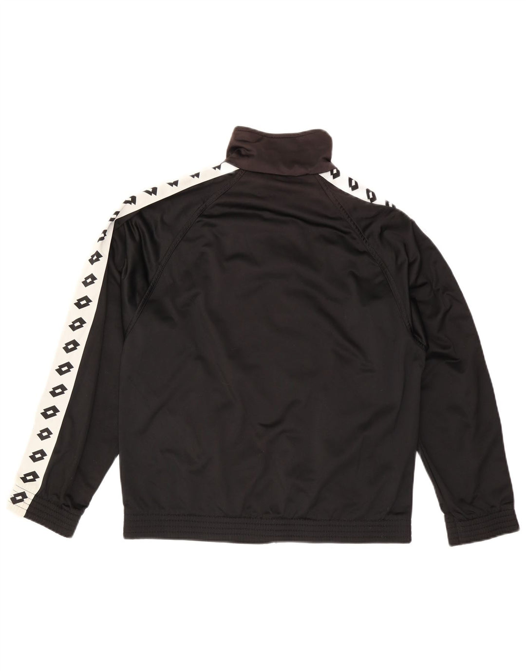 Męska kurtka dresowa LOTTO z grafiką, mała, czarna, poliestrowa z blokami kolorów