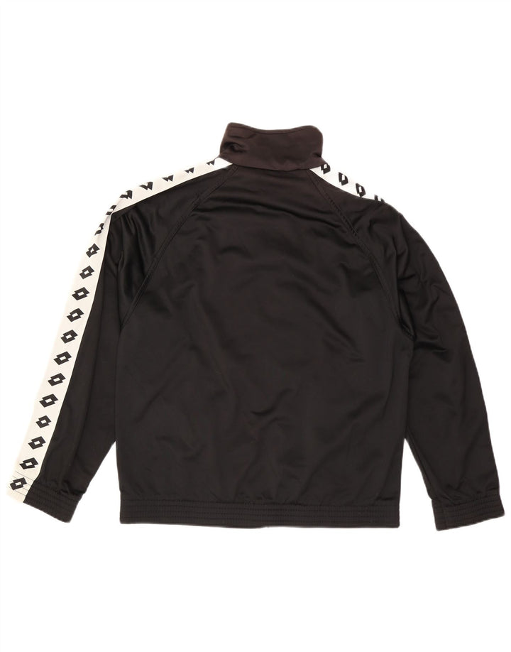 Męska kurtka dresowa LOTTO z grafiką, mała, czarna, poliestrowa z blokami kolorów