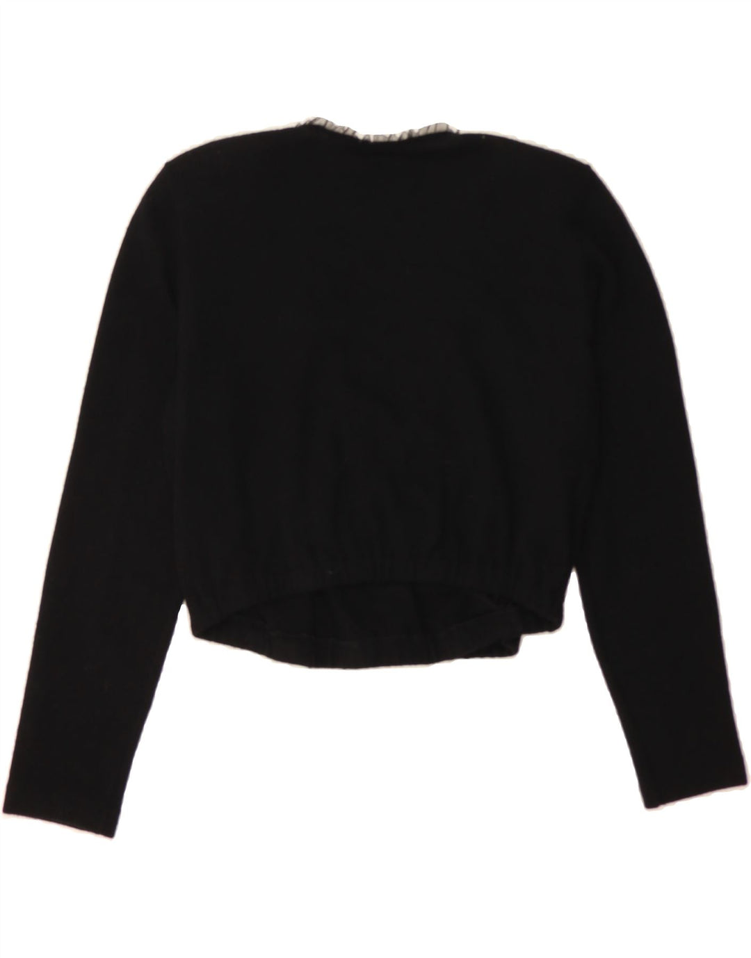 VINTAGE Womens Crop Long Sleeve Blouse Top UK 12 Medium Black Vintage Vintage and Second-Hand Vintage from Messina Hembry 