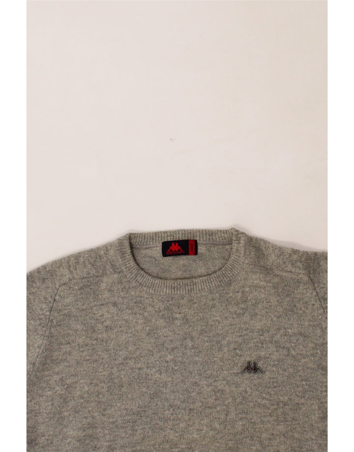 KAPPA Womens Crew Neck Jumper Sweater UK 16 Large Grey Wool Vintage Kappa and Second-Hand Kappa from Messina Hembry 