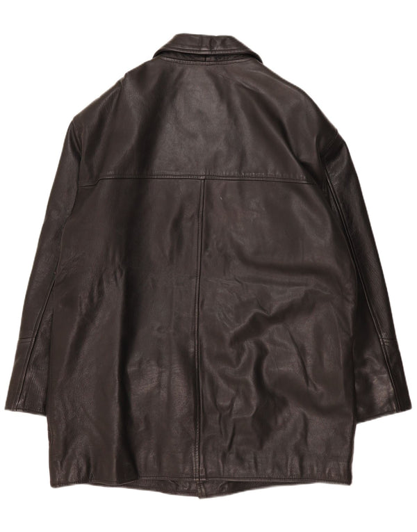 Ciro Citterio Męski płaszcz skórzany UK 44 2XL Czarne skórzane komiksy