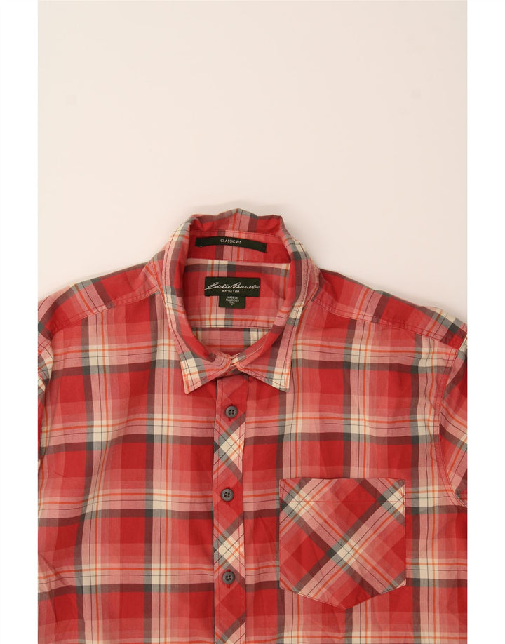 EDDIE BAUER Mens Tall Classic Fit Short Sleeve Shirt Large Red Check Vintage Eddie Bauer and Second-Hand Eddie Bauer from Messina Hembry 