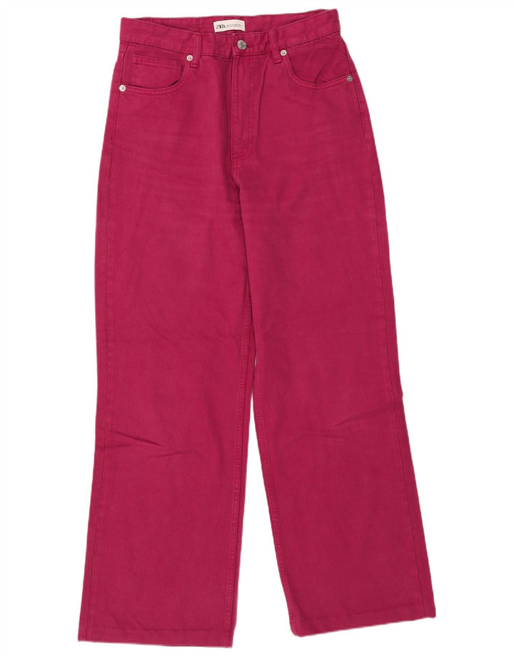 Damskie jeansy z wysokim stanem Zara EU 42 Large W32 L32 Burgundowe