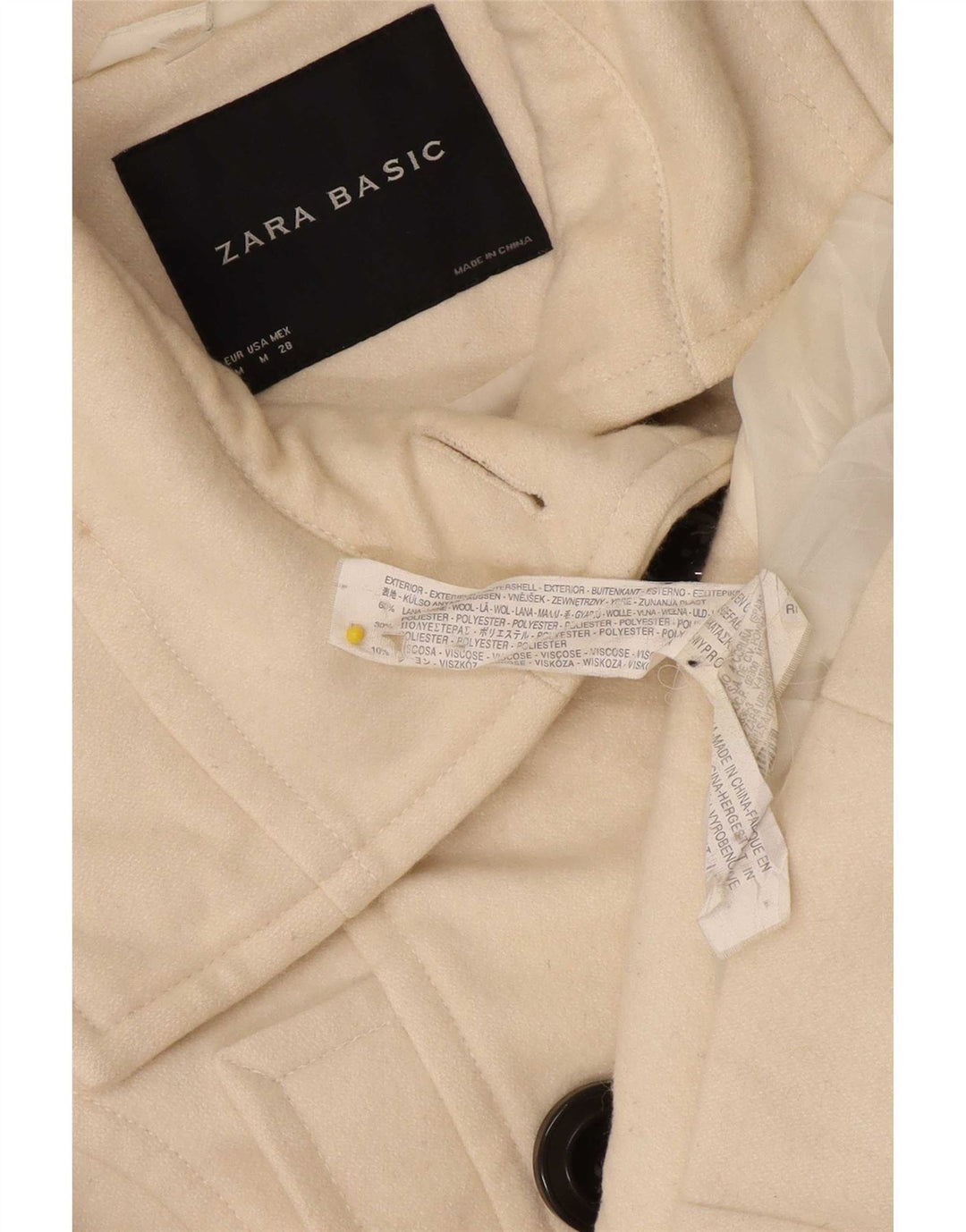 Płaszcz damski Zara Pea Coat UK 12 Średni złamanej białej wełny