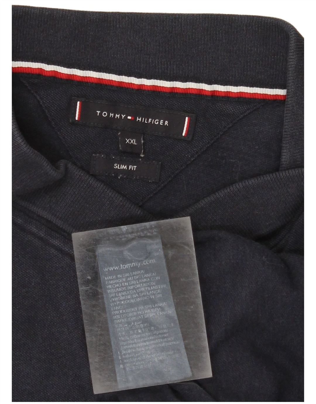 Męska koszulka polo slim fit TOMMY HILFIGER 2XL, granatowa, bawełniana