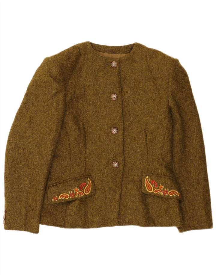 Marella Damska marynarka zapinana na 4 guziki UK 14, duża wełna Khaki Paisley