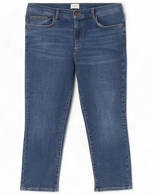 Damskie jeansy Crop Straight UK 16 Large W34 L24 Niebieskie bawełniane