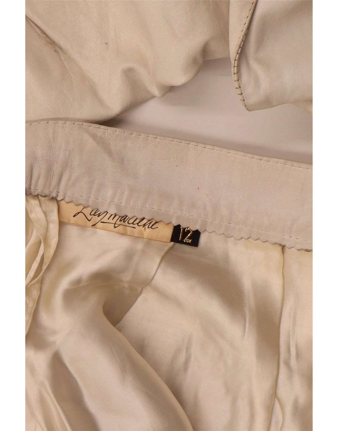 Vintage damski skórzany 2-częściowy zestaw spódnic UK 12 Medium W26 Off White