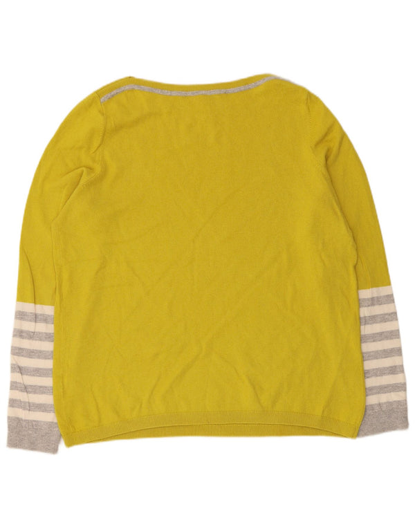 Sweter damski Boden z dekoltem w łódkę, UK 12, średni, żółty, bawełniany w paski