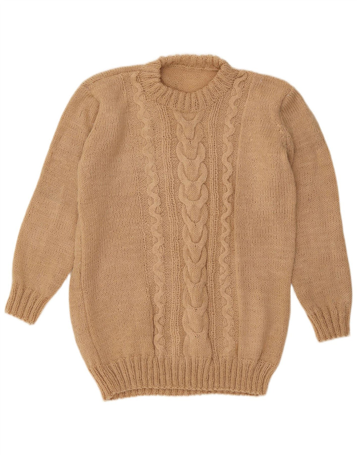 Vintage męski sweter z okrągłym dekoltem, średni beż