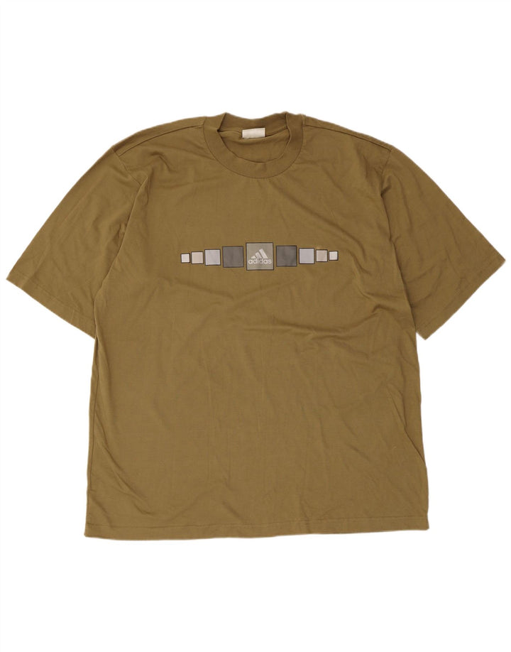 Męska koszulka z grafiką Adidas, duża, khaki