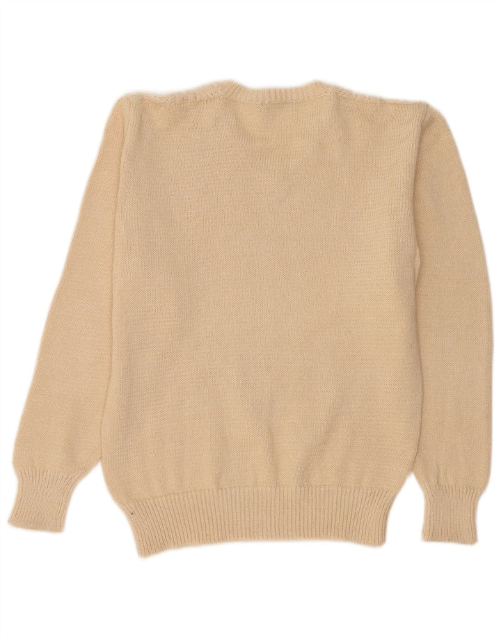 Sweter damski Inis Meain z dekoltem w kształcie litery V, UK 14, średni beż, argyle/diament