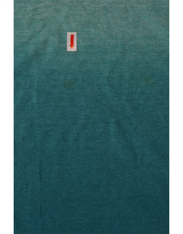 Top damski Fat Face z długim rękawem, UK 14, duża turkusowa bawełna z blokami kolorów