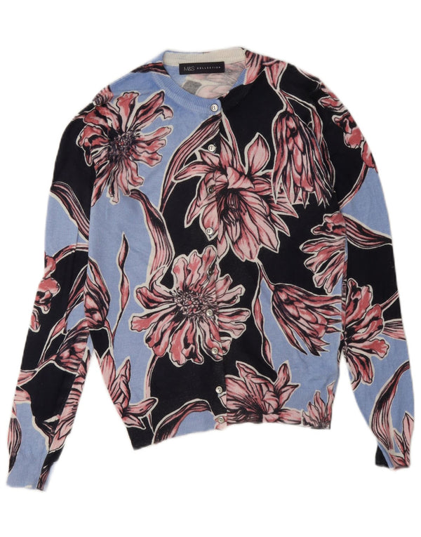 Marks & Spencer Damski sweter rozpinany UK 8 Small Blue Floral wiskoza