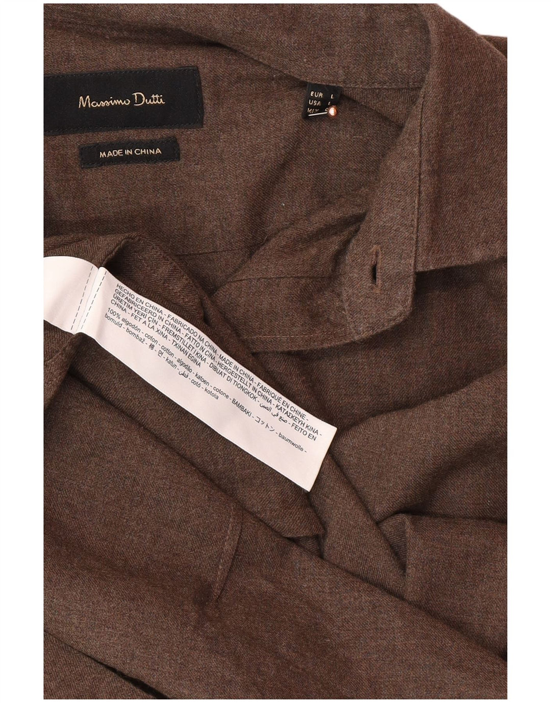 MASSIMO DUTTI Koszula męska, duża, brązowa, bawełniana