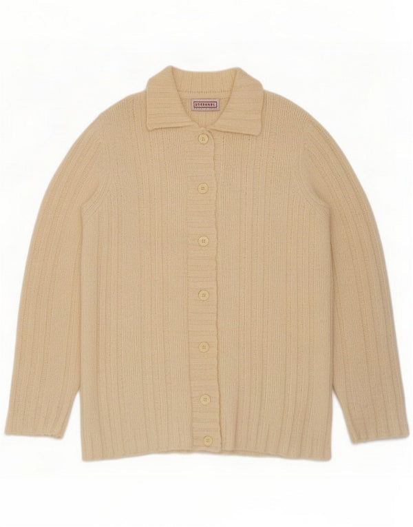 Stefanel damski sweter rozpinany o regularnym kroju UK 18 XL Off White