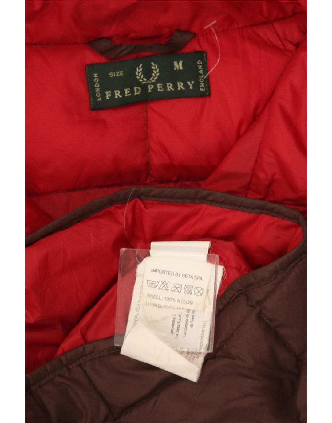 Męska wyściełana kurtka z kapturem i kapturem Fred Perry UK 38 Średni brązowy nylon