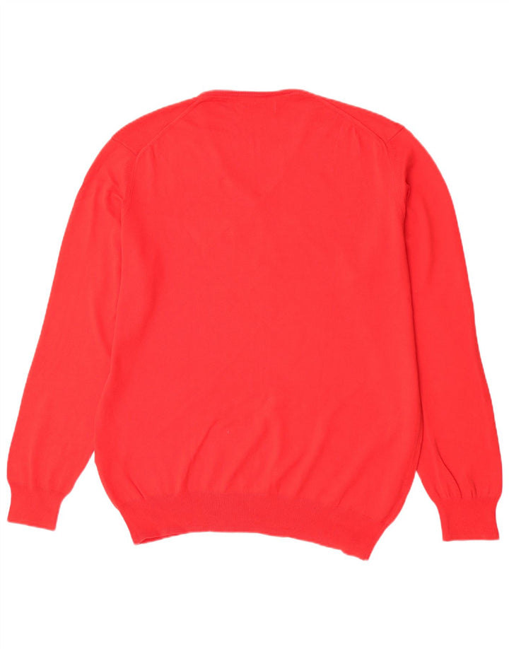 Zara Męski sweter z dekoltem w kształcie litery V, XL, czerwony, bawełniany