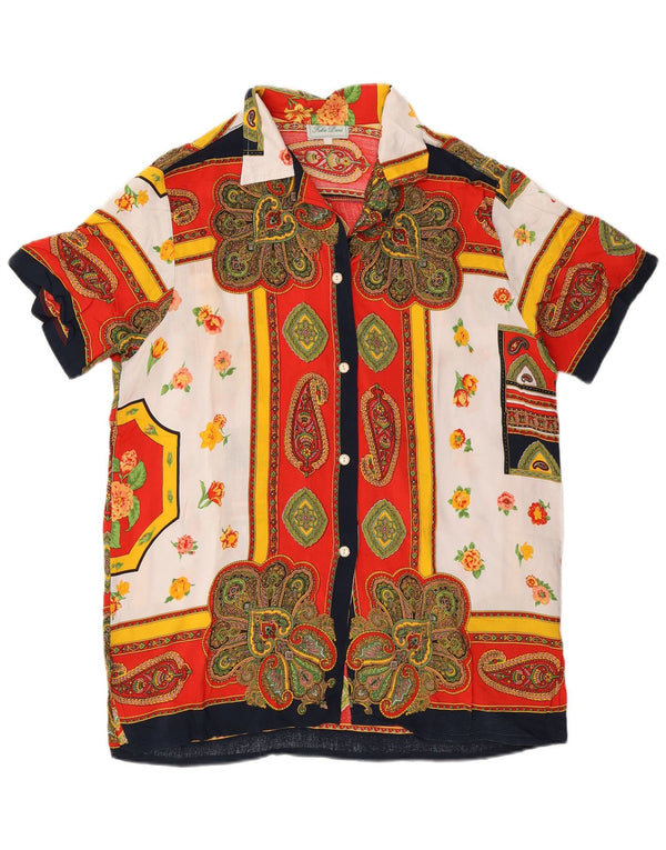 Damska sukienka koszulowa z krótkim rękawem w stylu vintage UK 14 Średnia czerwona paisley