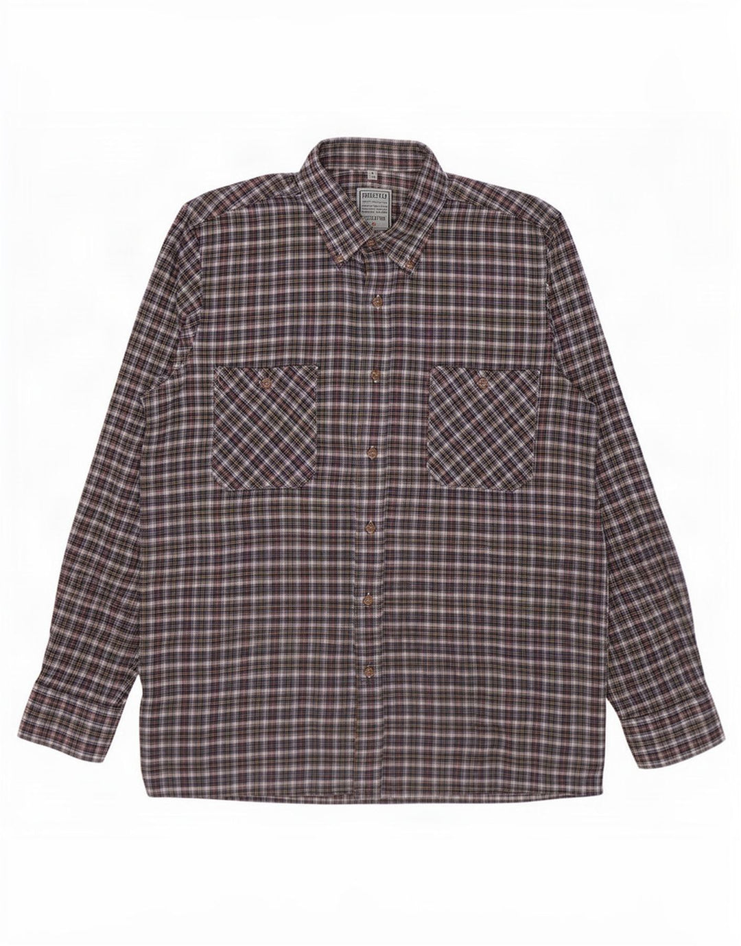 Męska koszula flanelowa w stylu vintage, rozmiar 39/40, bawełniana w średnią niebieską kratkę