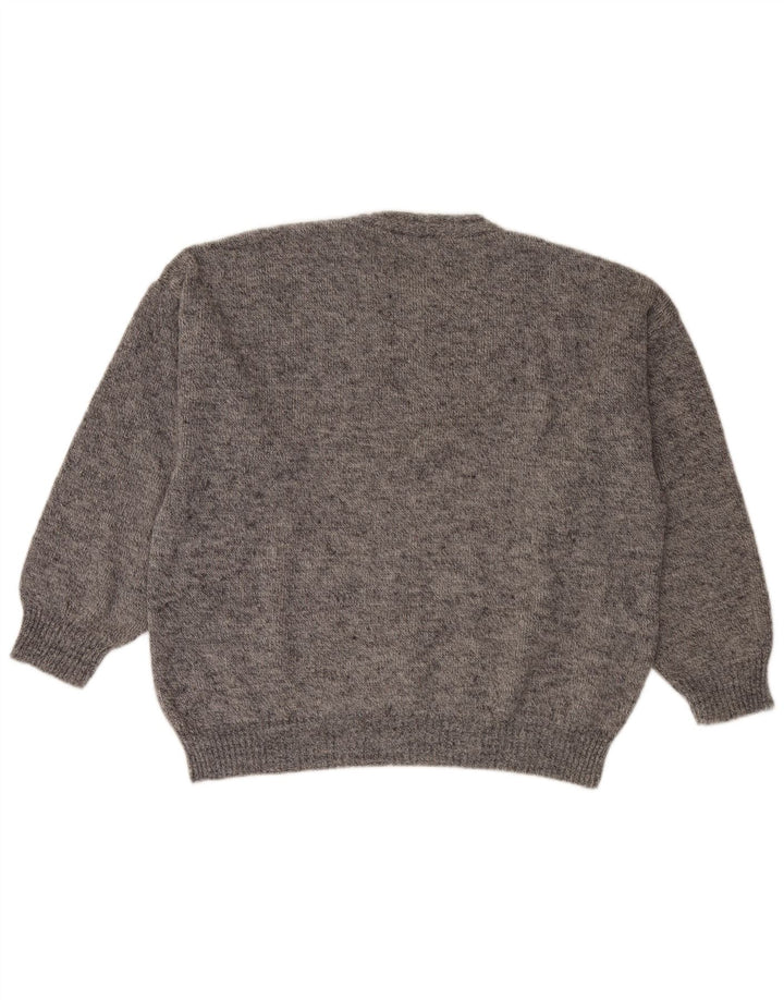 Vintage męski sweter z okrągłym dekoltem XL szary