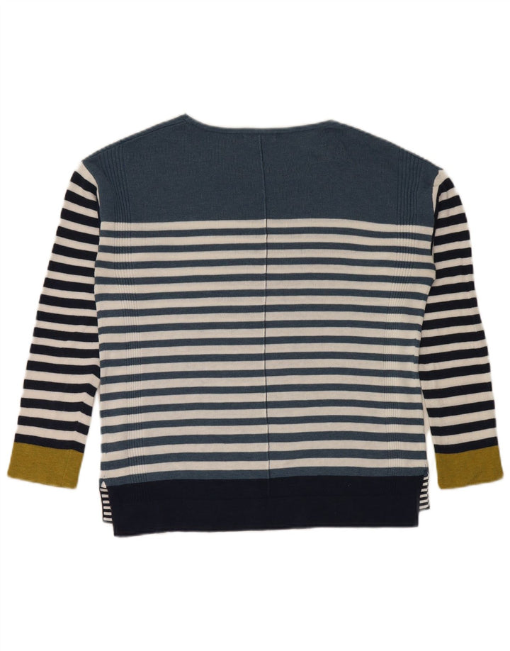 Damski sweter z dekoltem w łódkę White Stuff UK 8 w małe niebieskie paski
