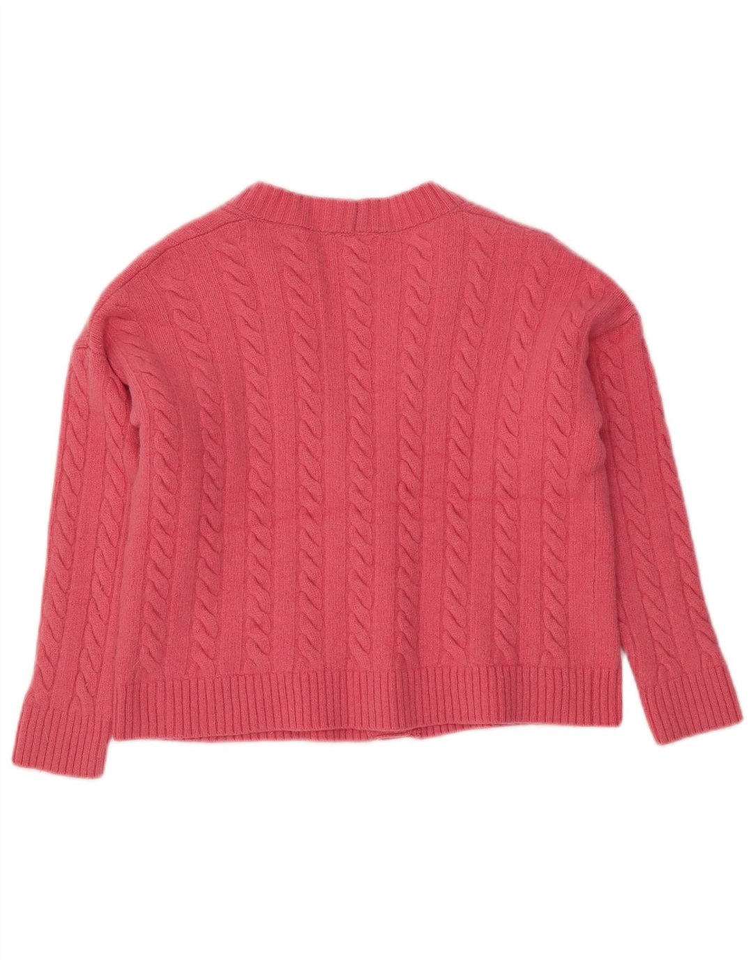 BENETTON Damski sweter typu Crop Cardigan UK 14 Średnioróżowy wełniany