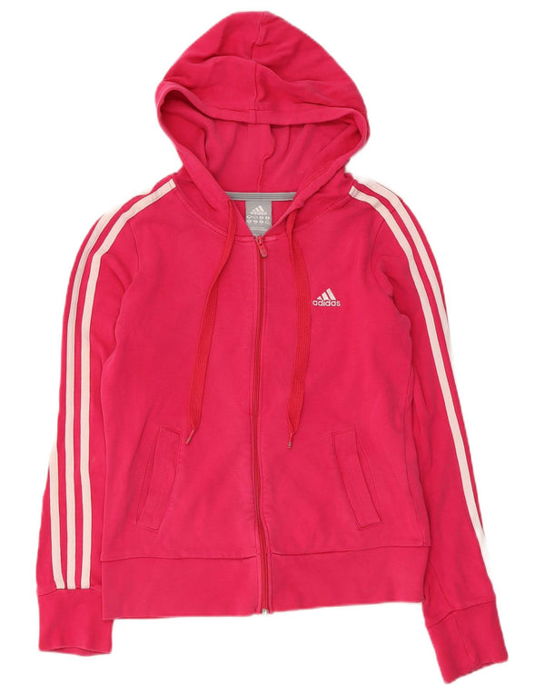 Damski sweter z kapturem i zamkiem błyskawicznym Adidas UK 8, mały, różowy, bawełniany