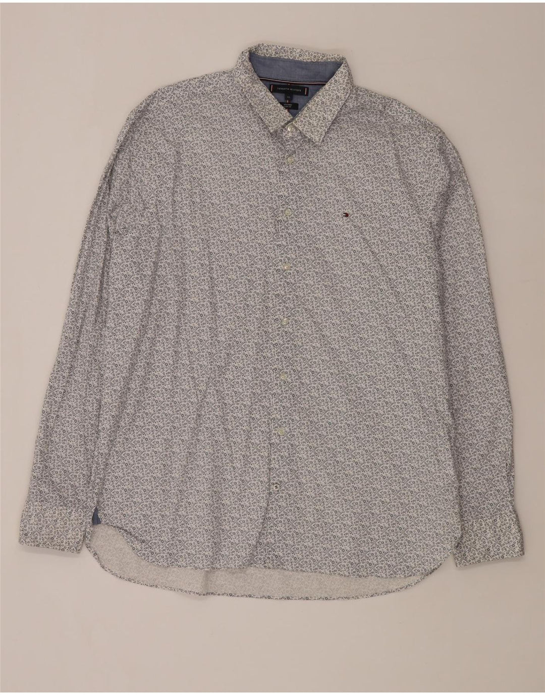 Męska koszula slim fit Tommy Hilfiger 2XL, niebieska, bawełniana w kwiaty