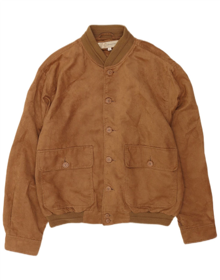 Vintage męska zamszowa kurtka bomber UK 40 duża beżowa