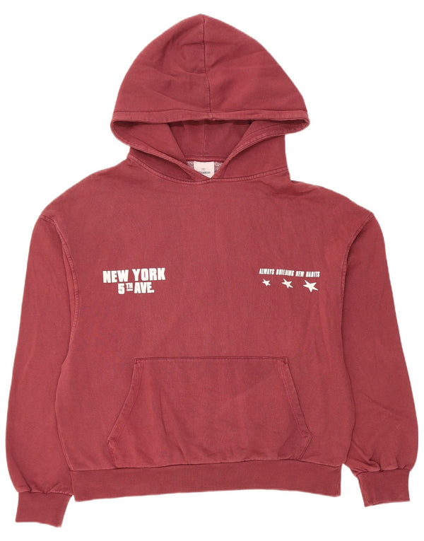 Damski sweter oversize z kapturem Pull & Bear, UK 14, średni burgund