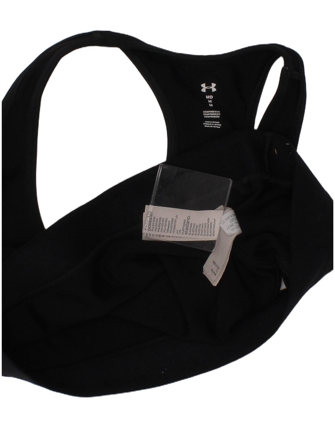 Damski top sportowy biustonosza Under Armour Compression Graphic, średni czarny sportowy