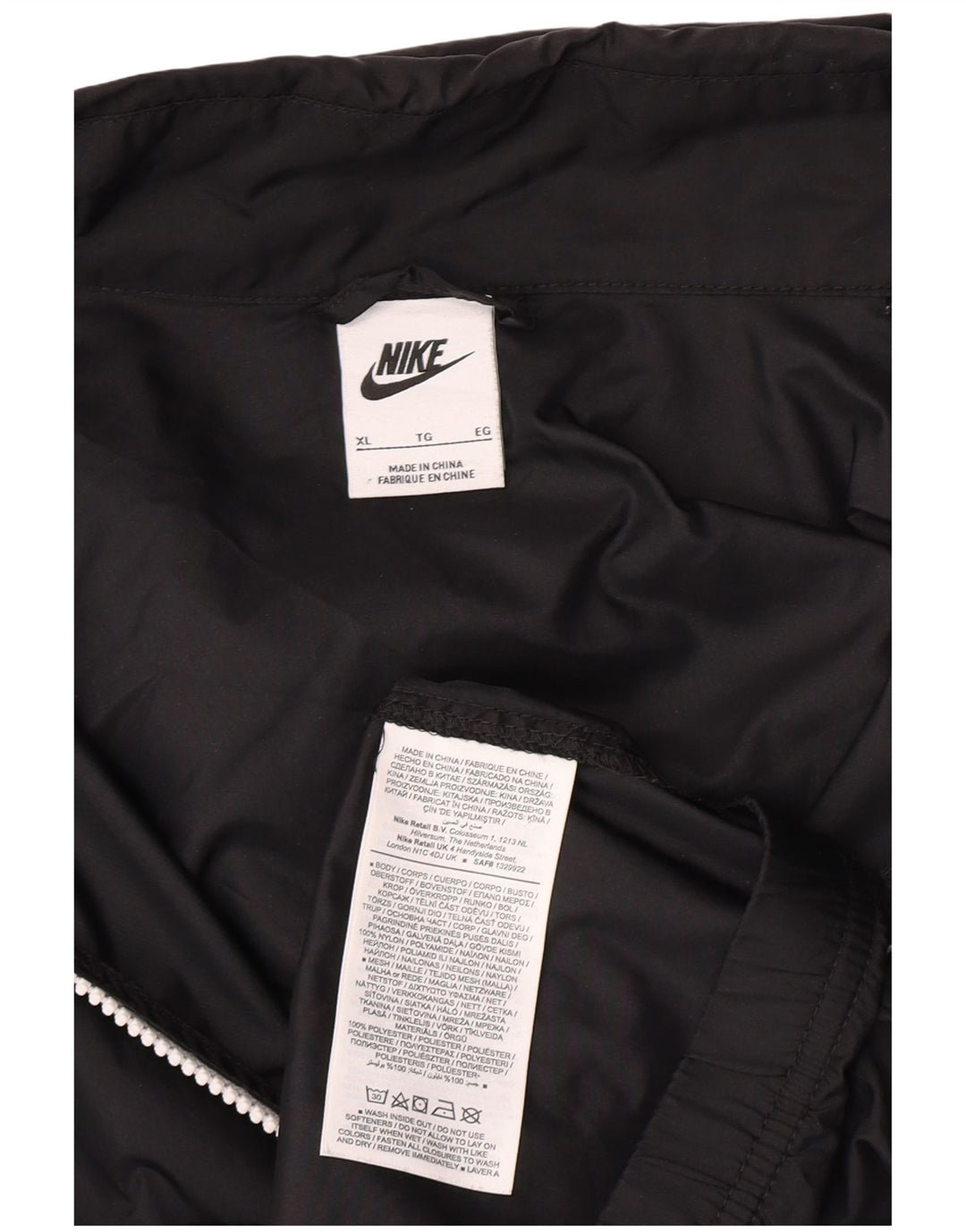 Męska kurtka przeciwdeszczowa Nike z kapturem XL, czarna, nylonowa