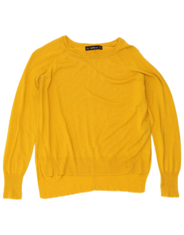Damski sweter Zara Crop Boat Neck Sweter UK 10 Small Żółta wiskoza