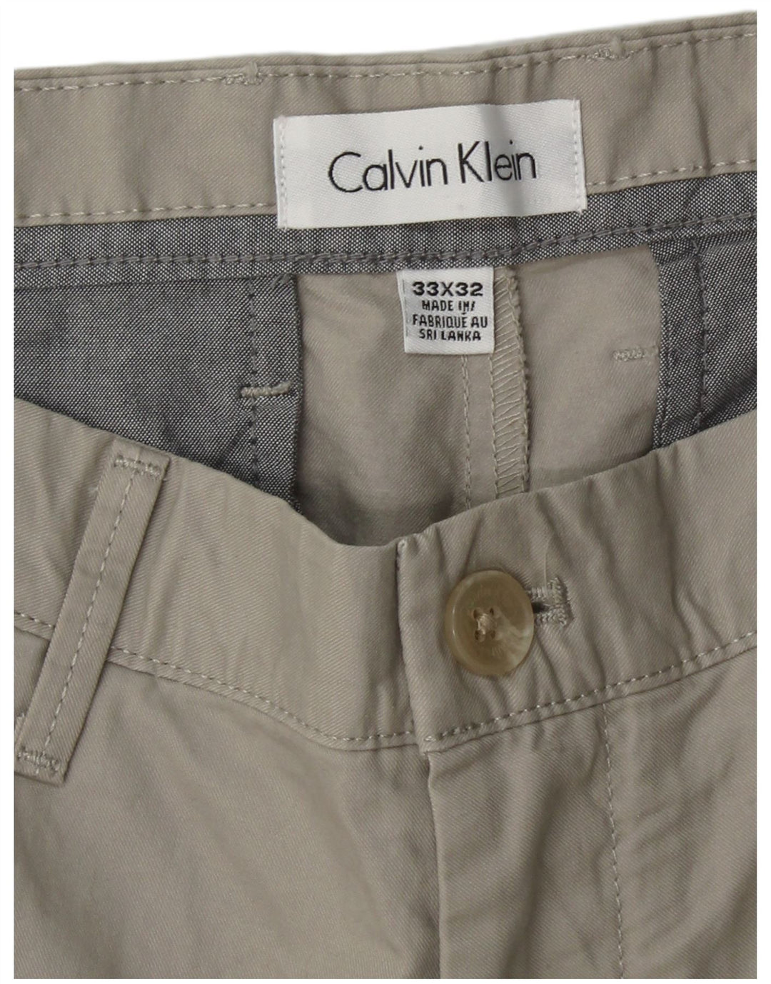 Męskie proste spodnie chino CALVIN KLEIN W33 L32 Szara bawełna