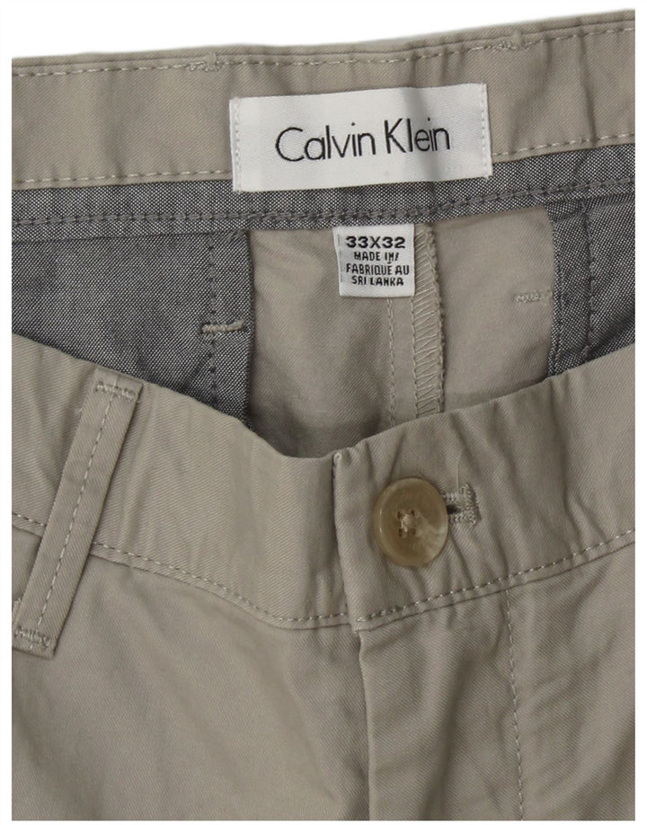 Męskie proste spodnie chino CALVIN KLEIN W33 L32 Szara bawełna