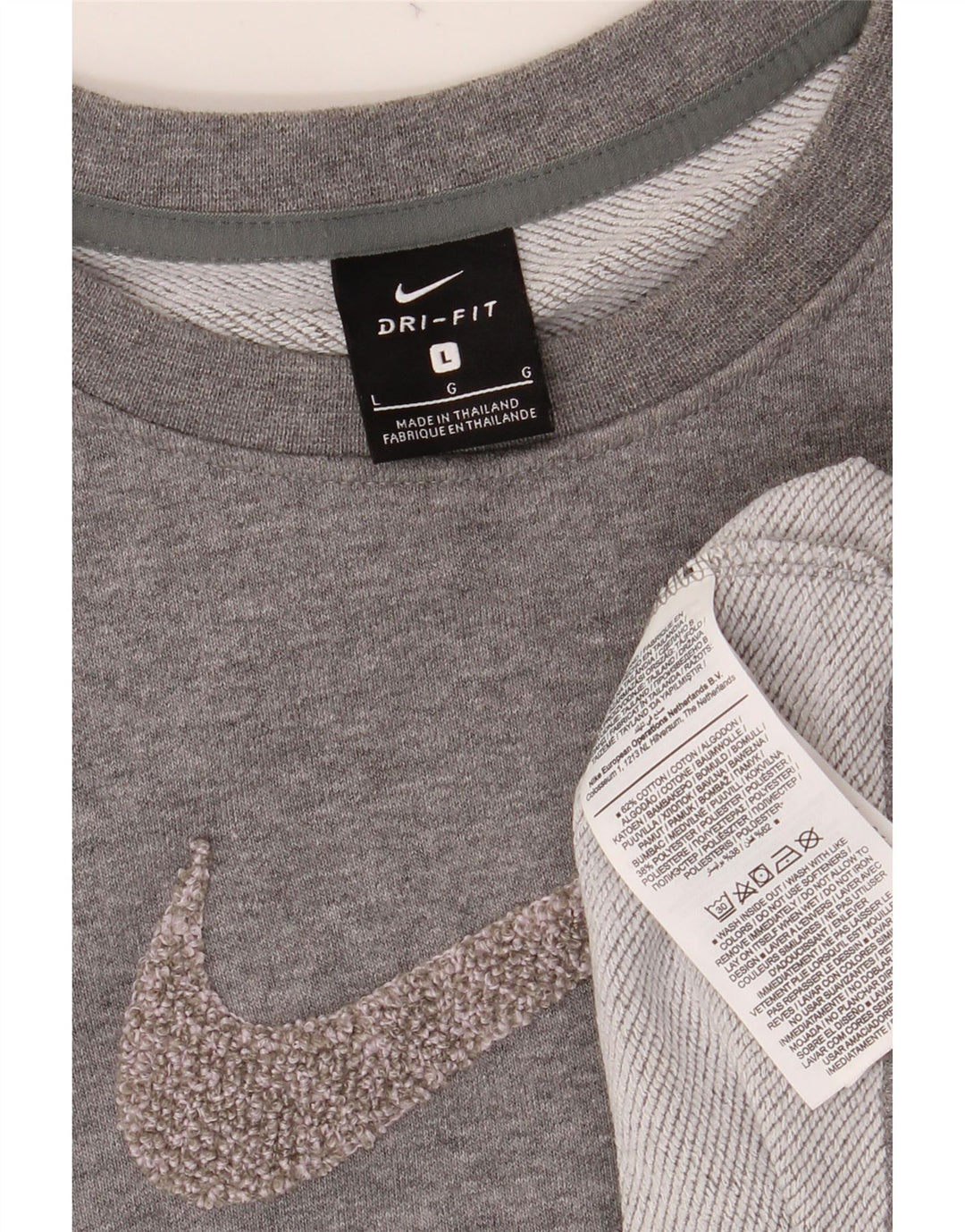 Damski sweter oversize z grafiką NIKE, UK 16, duży, szary