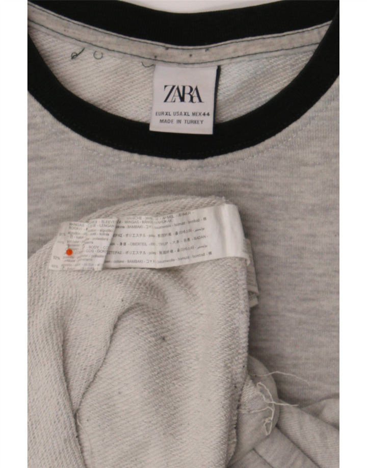 Męski sweter Zara XL, szary, bawełniany z blokami kolorów
