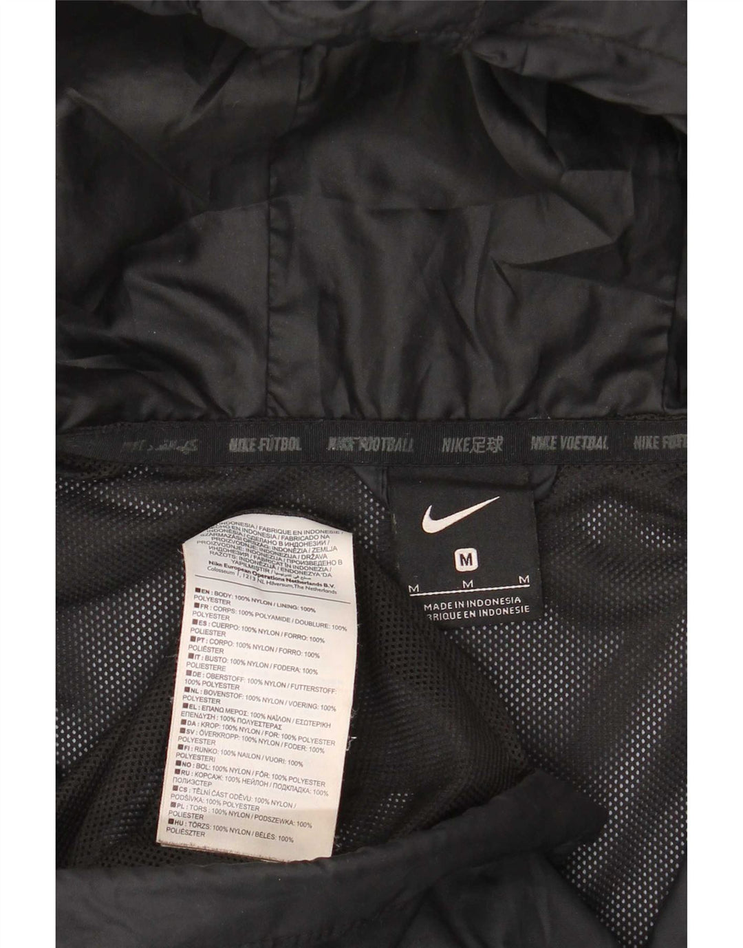 Męska kurtka przeciwdeszczowa z kapturem Nike UK 38 Średni czarny nylon