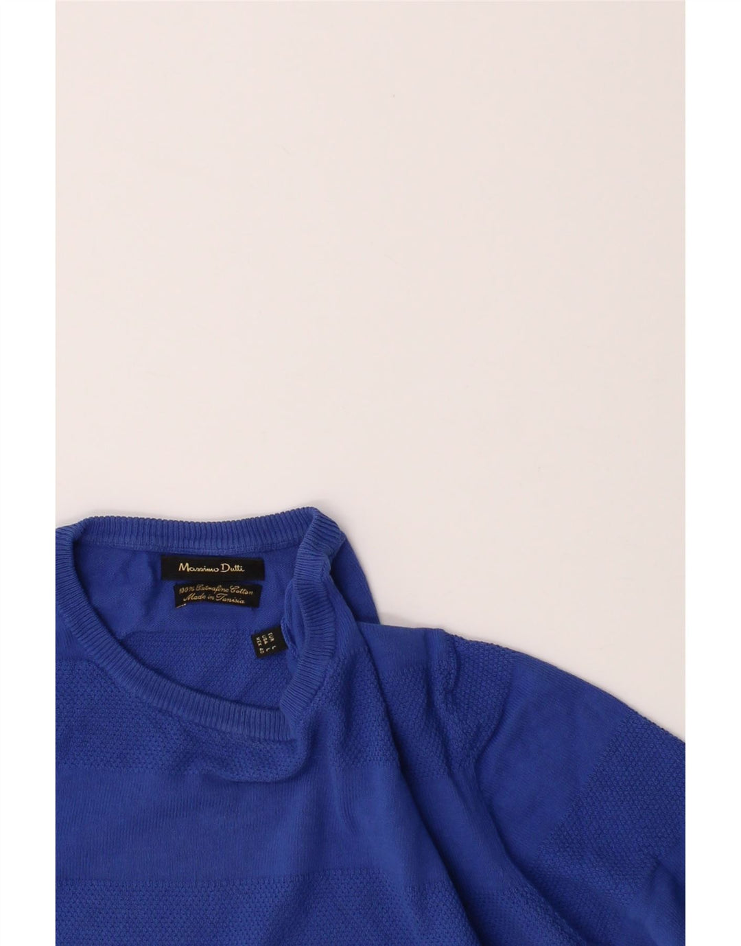 MASSIMO DUTTI Womens Crew Neck Jumper Sweater UK 14 Large Blue Striped Vintage Massimo Dutti and Second-Hand Massimo Dutti from Messina Hembry 