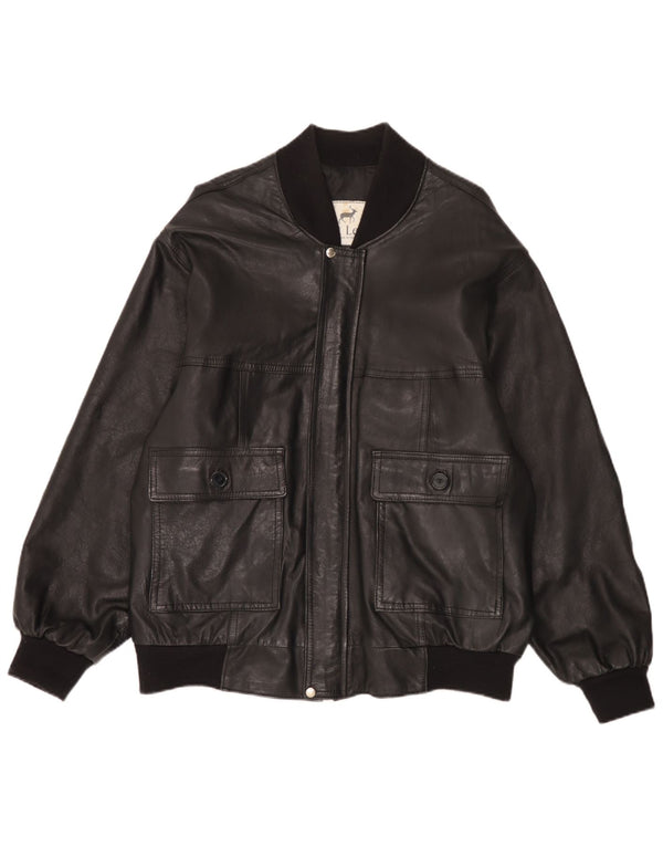 Vintage męska kurtka skórzana bomber UK 42 XL czarna skóra