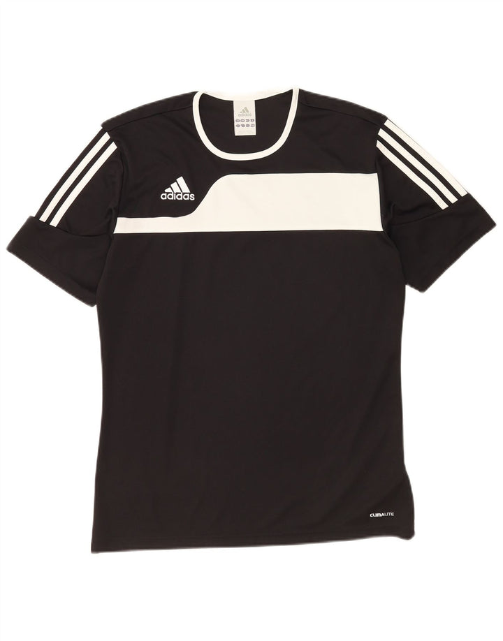 Adidas Męska koszulka Climalite Top, mała, czarna, z blokami kolorów, poliestrowa