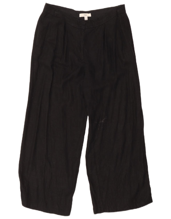 Marks & Spencer Damskie spodnie Chino z szeroką nogawką UK 14 Large W32 L27 Czarne