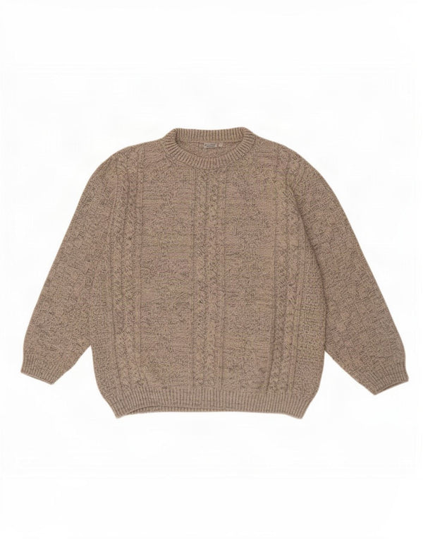 Vintage męski sweter z dekoltem w łódkę, duży, szary, nakrapiany akryl
