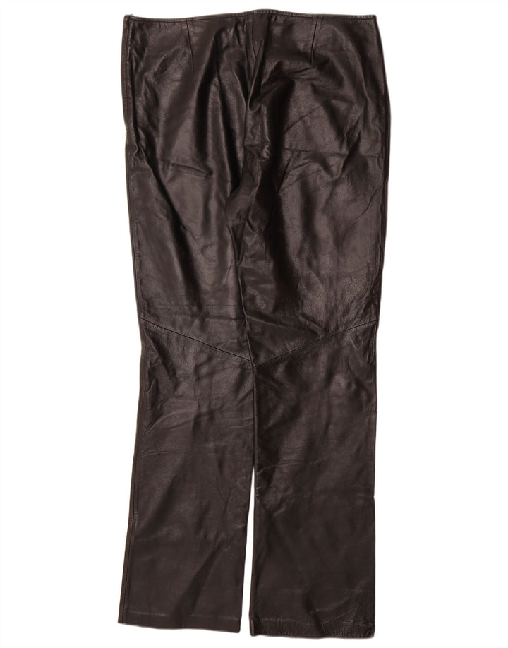 Spodnie damskie DANIER proste skórzane UK 16 duże W34 L31 czarna skóra